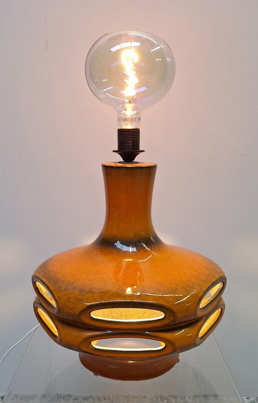 Lampada da terra spaziale UFO in ceramica arancione Stein