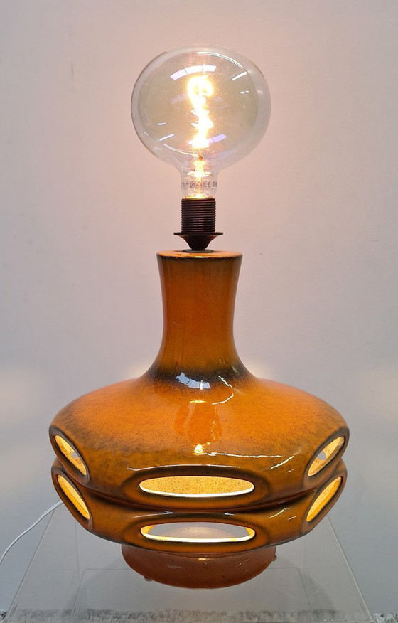 Image 1 of Stein keramiek oranje ufo space age vloerlamp