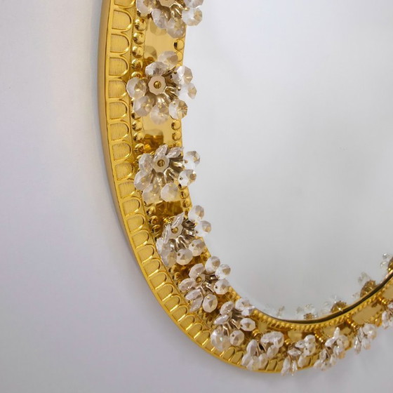 Image 1 of Palwa mirror 1960s, gilded with crystal flowers