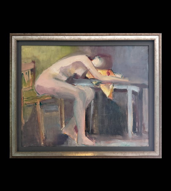 Image 1 of Dipinto figurativo francese originale degli anni '70, firmato Marais