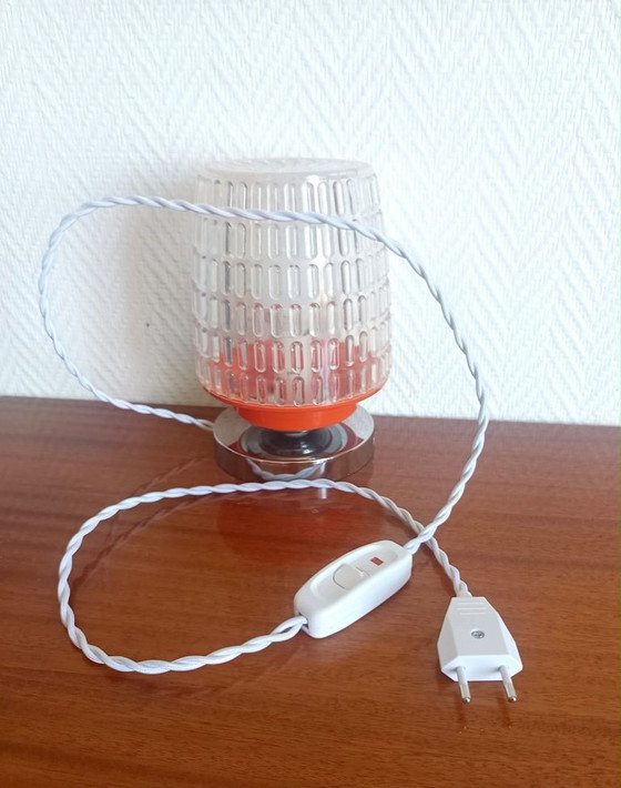 Image 1 of Space Age Orange and Chrome Table Lamp 1970