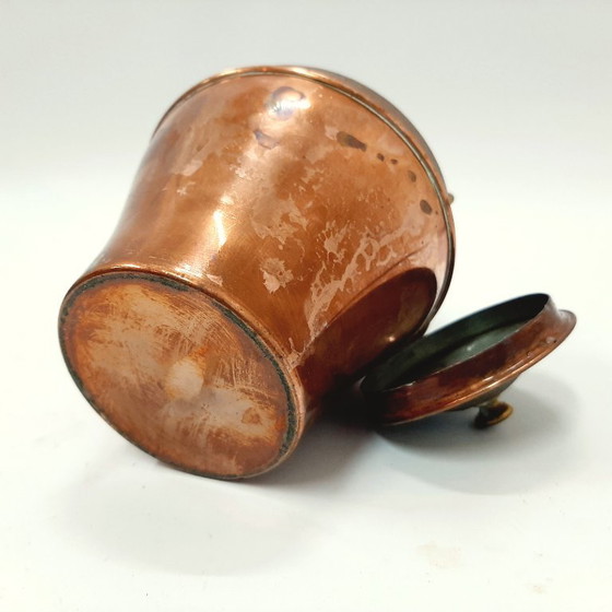 Image 1 of Vintage Small Copper Pot with Lid and Handle, Cauldron, Churn