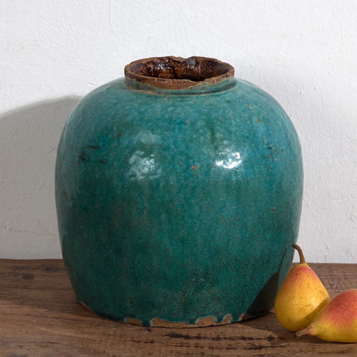Antieke turquoise groene vaas (ca. 1820) #30