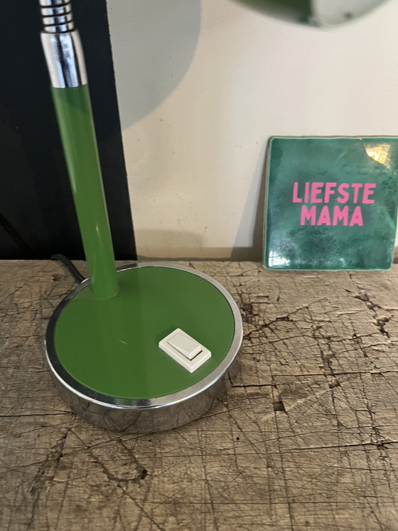 Image 1 of Lampe vintage en taffetas vert