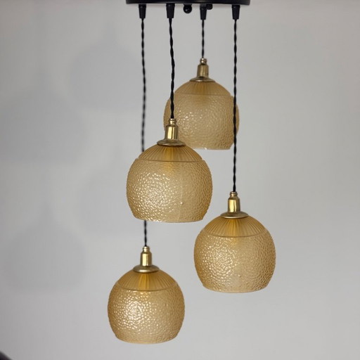 Lámpara de araña antigua de 4 luces con diseño de cascada – kroonluchters, Glass