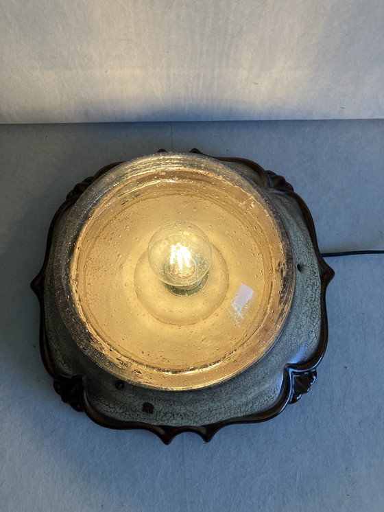 Image 1 of Pan Leuchten Vintage Fatlava Wandlamp Keramiek en Bubbelglas