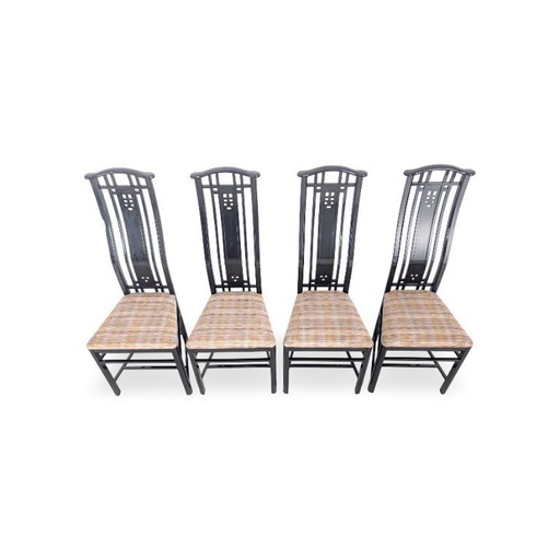 Original 4er Set Giorgetti Stühle Umberto Asnago schwarz Italien