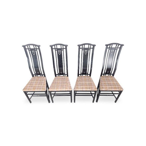 Image 1 of Ensemble original de 4 chaises Giorgetti Umberto Asnago, noires, Italie