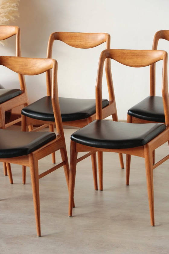 Image 1 of Set of 6 Vintage Scandinavian Teak Chairs – 1960s