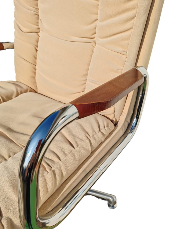 Sedie girevoli Dyna Mobel, Tessile, Legno, Beige (foto 4 di 6)