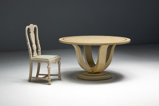 Image 1 of Faux-Marble Lacquered Table by Jean Claude Mahey, France, 1970s