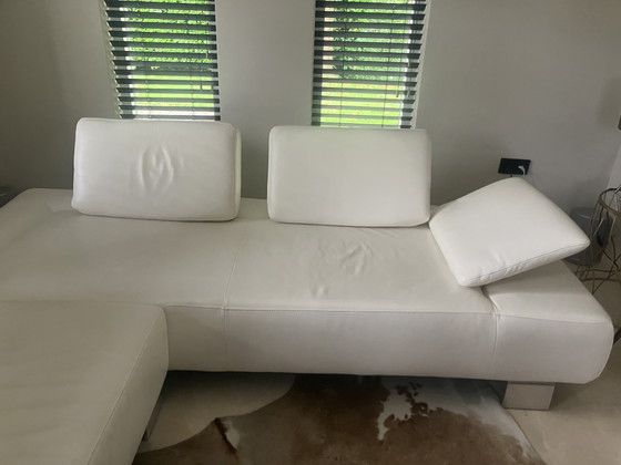 Image 1 of Canapé d'angle en cuir blanc