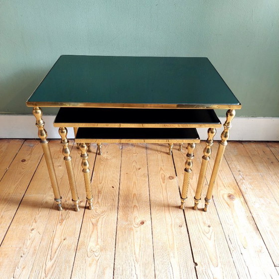 Mimiset di tavolini a incastro stile Vintage MCM Maison Jansen – Vetro (photo 6 of 8)