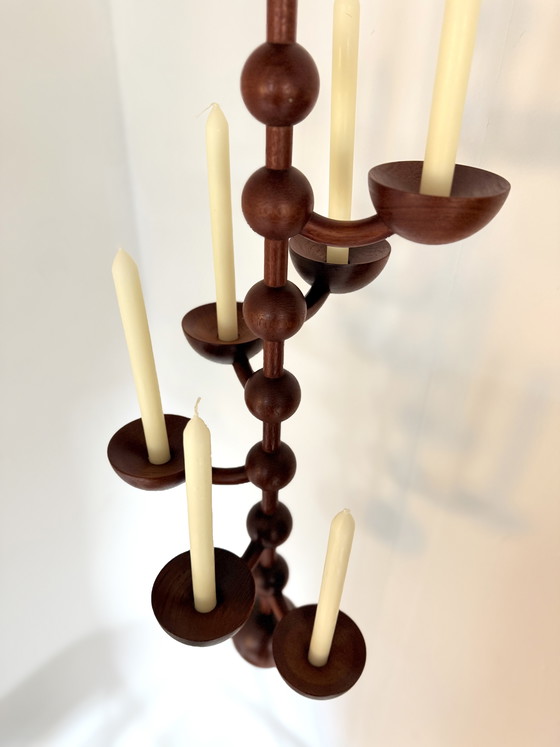 Image 1 of Chandelier suspendu vintage danois en teck, années 1960