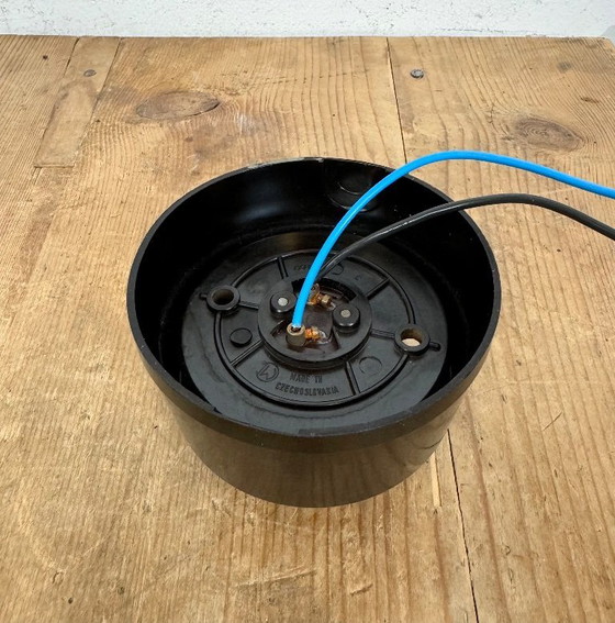 Image 1 of Lampada da parete o da soffitto vintage in bachelite marrone con vetro opalino, anni '60