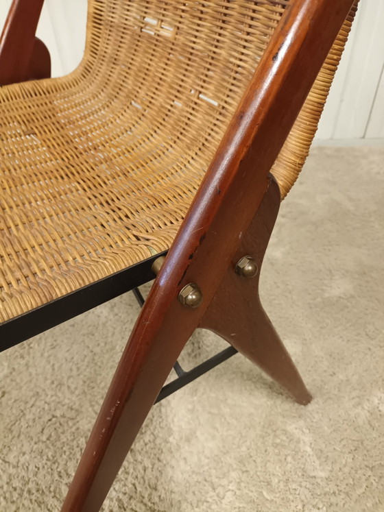 Mid-century stoel teak & rotan, Kuipstoelen, Hout, Bruin (foto 7 van 11)