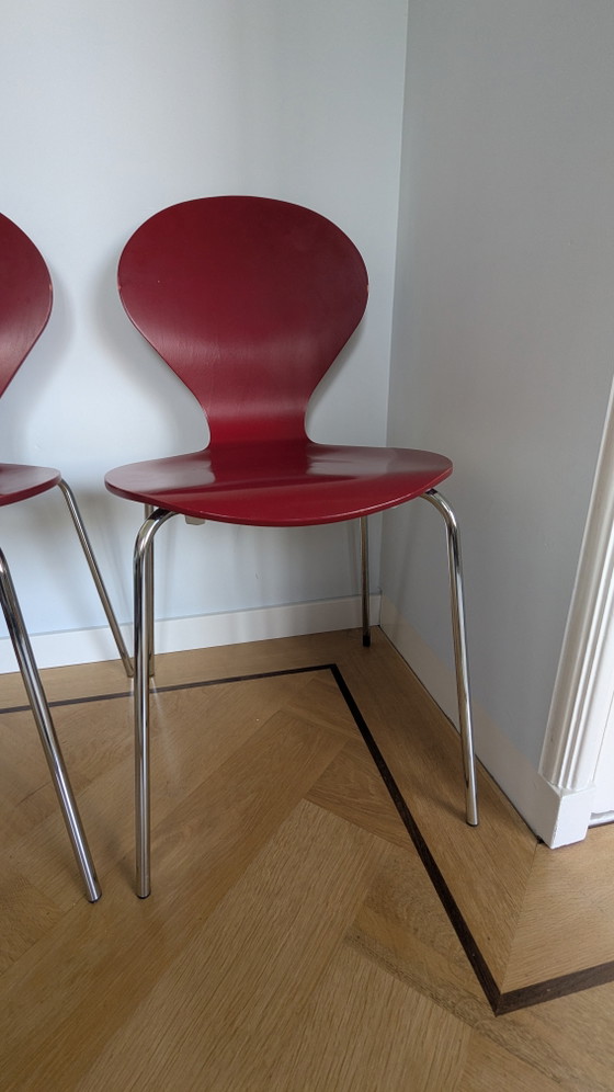 Image 1 of Danerka Vintage Eetkamerstoelen – Set van 2 – Rood – Gemaakt in Denemarken