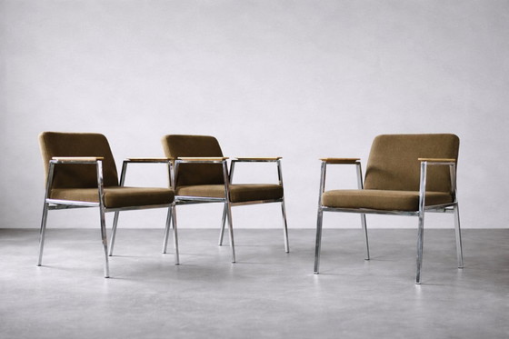 Image 1 of Vintage Duitse bruine conferentiestoel uit het midden van de 20e eeuw van Drabert, jaren 70.