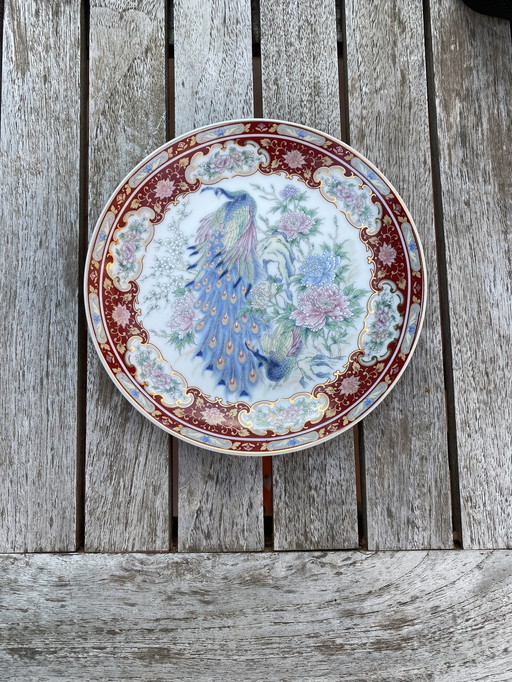 Assiette chinoise vintage en forme de paon