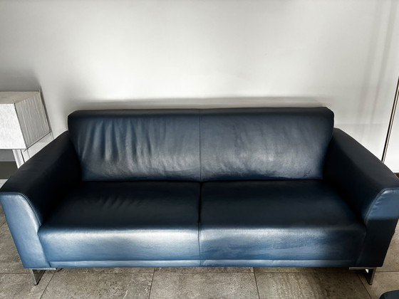 2- and 3-seater blue leather sofas by Montel – 3-5 seaters (photo 3 of 7)