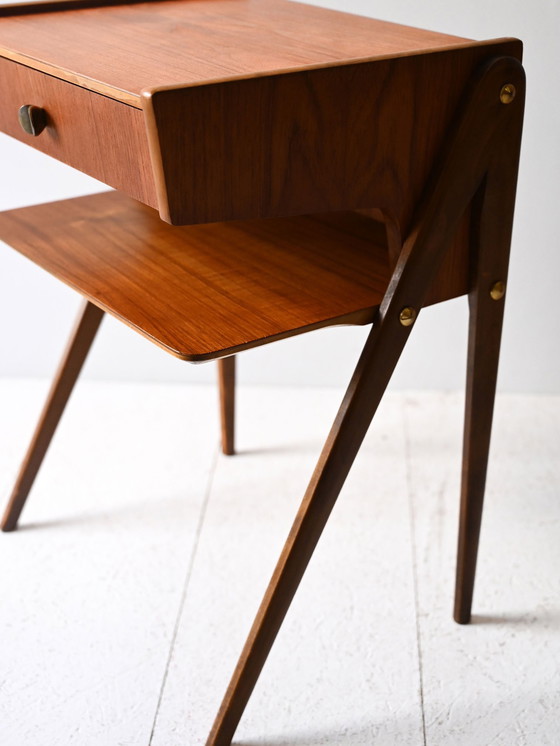 Image 1 of Pair of 1950s Scandinavian nightstands with shelf