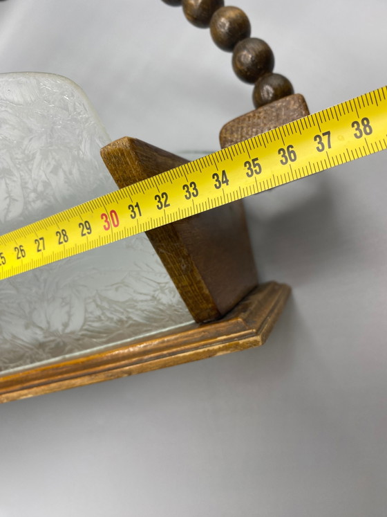 Large Art Deco letter holder in turned wood and textured glass – Decorative Objects, Metal (photo 6 of 7)