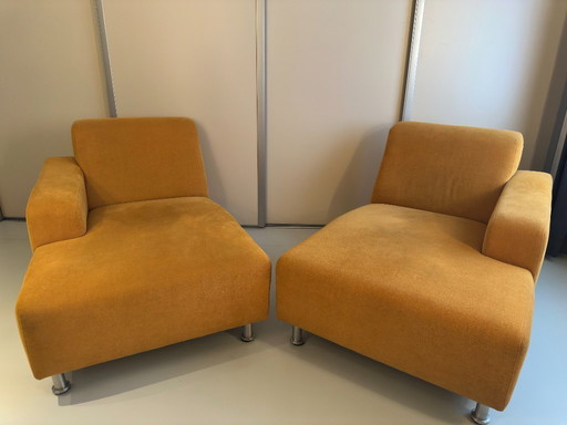 2 Chaise longues ocker yellow