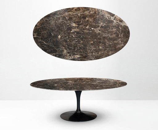 Mesa de comedor Knoll Tulip ovalada original (198x121 cm) Emperador brillante ¡¡En nuevas condiciones!! Eero Saarinen