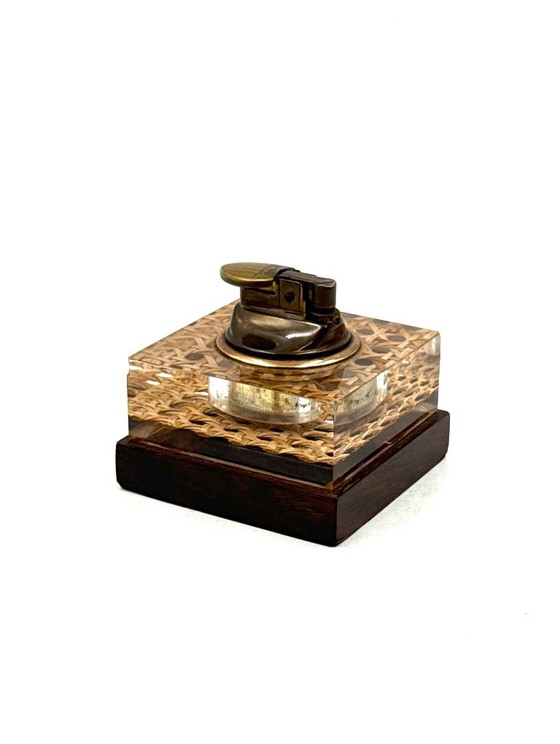 Accendino da tavolo in lucite Mid-century, Italia anni '70, Oggetti decorativi, Plexiglass, Marrone (foto 3 di 8)