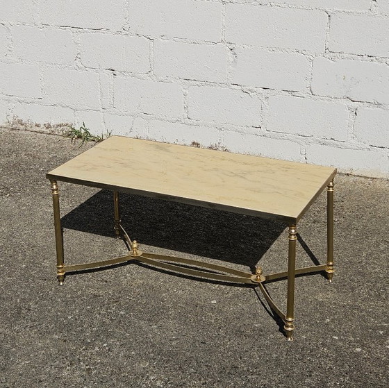 Image 1 of French Vintage Marble Coffee Table-Maison Jansen Cocktail Table-Lounge Table Hollywood Regency Style-70s