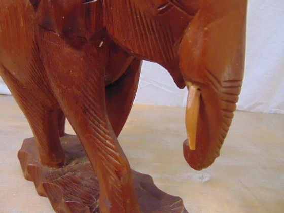 Image 1 of Éléphant en bois vintage de Thaïlande, 1970