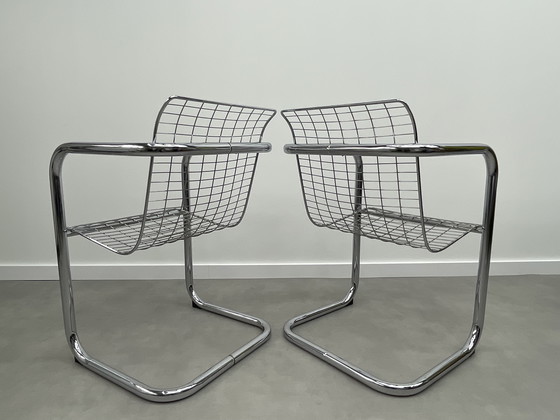 Image 1 of Set of 6 vintage wire steel chairs