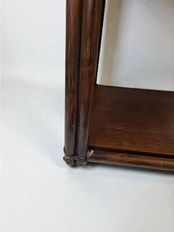 Bamboo shelf with smoked glass, 1970s – Shelving unit (photo 5 of 14)