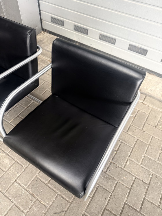 Image 1 of 6 sedie Brno di Mies van der Rohe, Fasem, in pelle nera