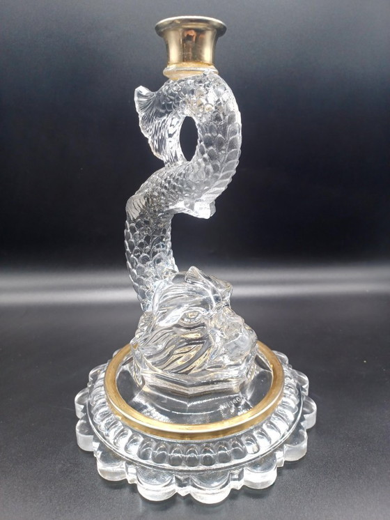 Image 1 of Magnificent Pair of Crystal Candelabra with Triton-Shaped Bases