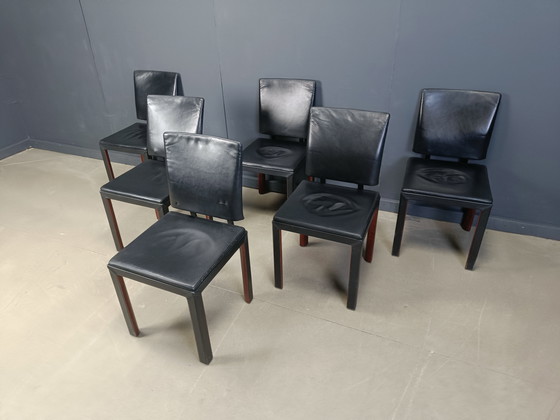 Image 1 of Vintage leren eetkamerstoelen van Durlet, jaren 1980