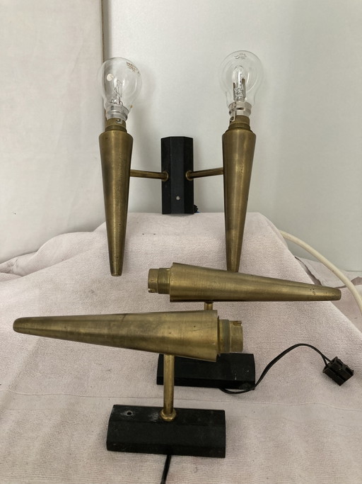 Vintage 1950s brass conical wall sconces – wandlampen