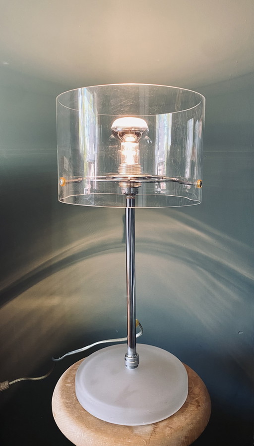 Seltene Glas-Tischleuchte aus den 80er Jahren – Pola Design Amsterdam