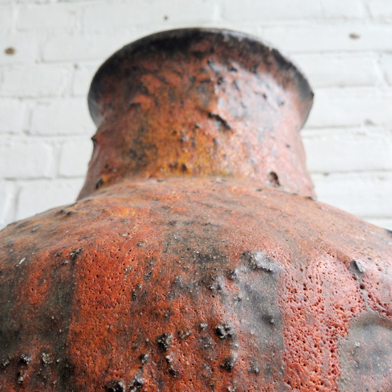 Image 1 of XXL West Germany Floor Vase Carstens Tonnieshof Fat Lava / West Germany Ceramic Vase Extra Large