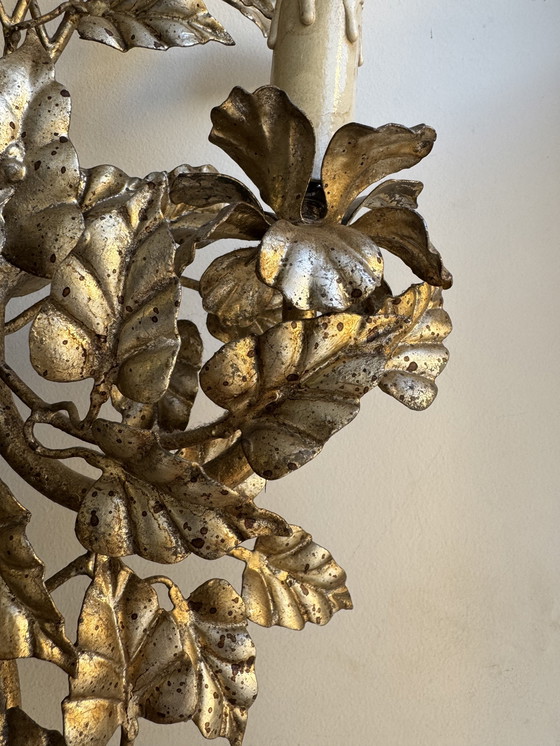 Image 1 of Florentine wall sconce with foliage design, 1960s