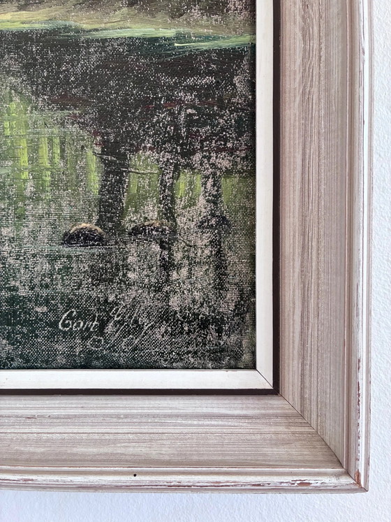 Vintage woodland lake oil painting, forest landscape – Paintings & Drawings, Canvas (photo 7 of 17)