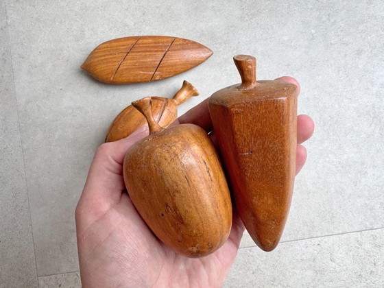 4x Vintage Houtdraaiwerk Handwerk Fruit #1 – Decoratieve objecten, Wood (photo 4 of 6)