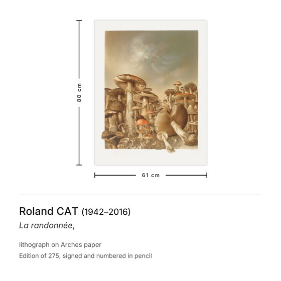 Roland CAT Signed Lithograph La Randonnée – Lithographs & prints, Paper (photo 3 of 5)