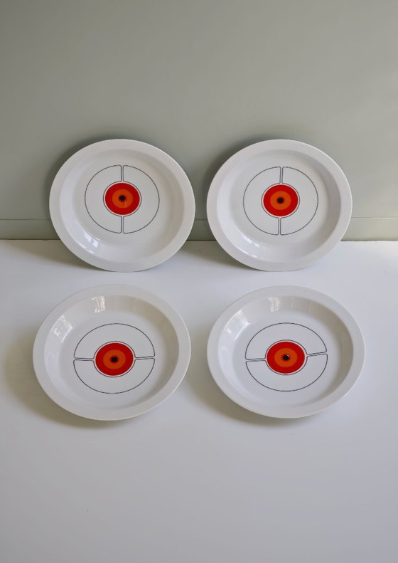 Image 1 of 4 platos hondos Thomas 'Trend' 'Sunny days' con diseño de ojo de buey. Diseño moderno de mediados de siglo.
