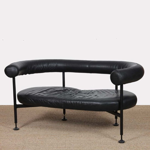 1980s two-seater leather bench seat
