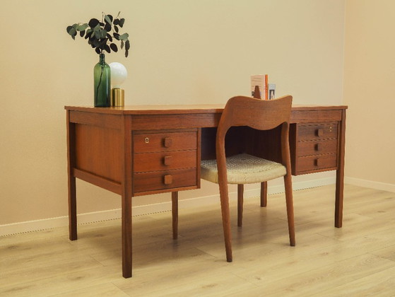 Escritorio danés de teca con seis cajones, chapado en madera, década de 1960. – Wood (photo 4 of 19)