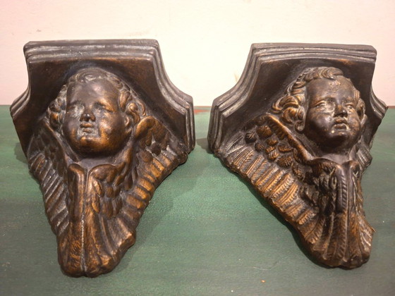 Coppia di mensole con cherubini – Decorazione vintage in stile fiorentino – Circa 1940 – ca.1940 (photo 7 of 7)