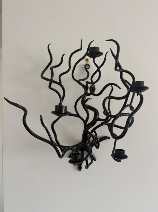 Brutalist 1970s Wall/Candlestick – wandlampen, Iron, Metal