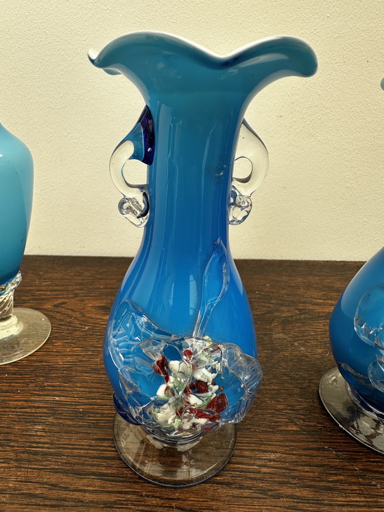 Image 1 of 4 vintage Murano glass soliflore vases