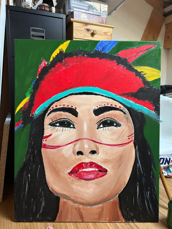 American Indian, Schilderijen & Tekeningen, Canvas, Meerdere kleuren (foto 5 van 6)